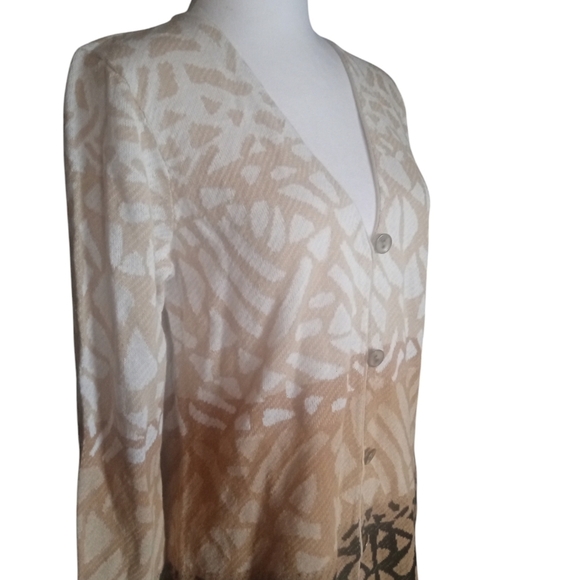 Pendleton Women's Button Front Cardigan Abstract Knit Cotton Linen Blend Medium - Picture 4 of 9